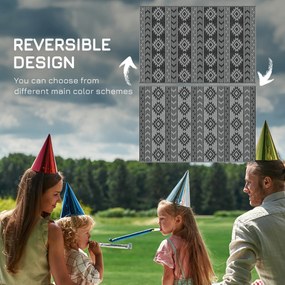 Outsunny Dywan do użytku zewnętrznego Wodoodporny Dwustronny Czarno-szary Wysokiej jakości 182x274cm | Aosom PL