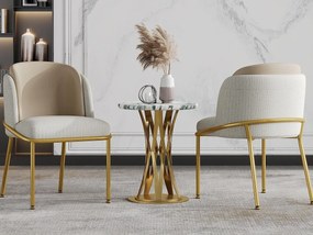 Zestaw 2 krzeseł – len i skóra ekologiczna – metalowe nogi – nowoczesny styl – beżowe