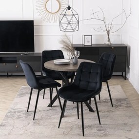 Stół Okrągły Rozkładany DORIAN 80-160 cm Beton/Czarny Nowoczesny Loft