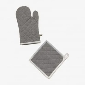 Zestaw Rękawicy I Ściereczki Do Piekarnika Z Bawełny Dasiel Gris Oscuro - Sklum