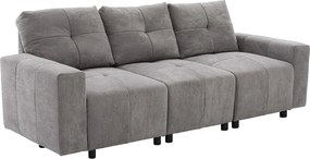 Kanapa 3-osobowa - Funkcja spania - Regulowane oparcie - Konstrukcja z litego drewna - Tkanina szynszyla - Szary