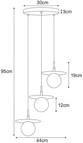 Potrójna lampa wisząca z regulowanymi kloszami - A702-Anea