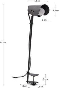 Czarna metalowa lampa stołowa z klipsem (wysokość 51 cm) Jula – Kave Home