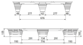 Palety INKA, 1200 x 800 x 135 mm, 1250 kg, 5 szt.