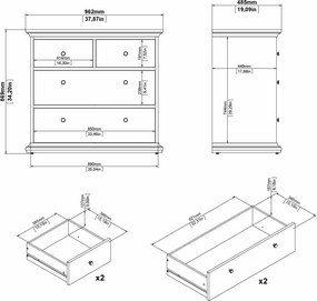 Komoda Paris 2+2 kolor szary