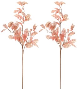 Zestaw świątecznych gałązek ze złoconymi liśćmi, 2 szt., różowy, 85 cm