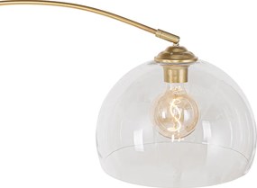 Nowoczesna lampa łukowa mosiądz z przezroczystym szkłem - Arc