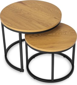 Zestaw Stolików Kawowych DELIA 43 cm/53 cm Dąb Złoty Nowoczesny Loft