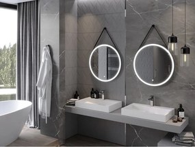 Mexen Reni lustro łazienkowe podświetlane, okrągłe 70 cm, LED 6000K, antypara, rama czarna - 9812-070-070-611-70