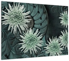 Obraz - Zielone kwiaty (70x50 cm)