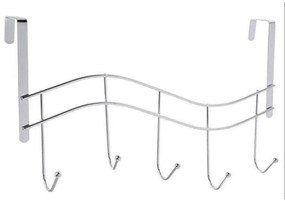 Wieszak na drzwi z 5 haczykami WAVE, stal chromowana