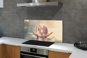 Szklany Panel Ręce Wzniesione ku Niebu