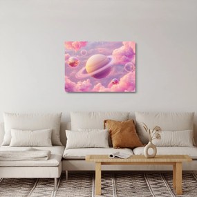 Obraz na szkle - Różowa planeta (70x50 cm)