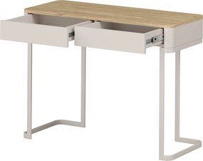 Konsola Elivo 110 cm z szufladami na stelażu - kaszmir / dąb olejowany