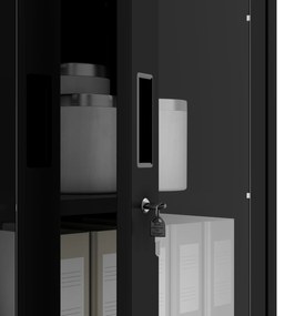 Biurowa szafa metalowa z sejfem na akta i dokumenty FILIP, 900 x 1850 x 400 mm, czarna