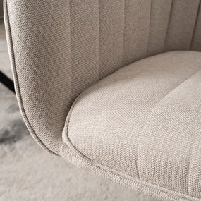 Krzesło Tapicerowane Obrotowe do Salonu MUMBAI Kremowe Nowoczesne