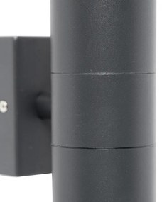 Zewnetrzna Lampa ścienna zewnętrzna ciemnoszara 2-światłowa IP44 - Duo Nowoczesny Oswietlenie zewnetrzne