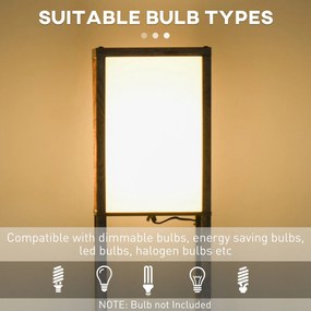 HOMCOM Lampa Podłogowa z Półkami, Drewniana, 26 x 26 x 160 cm, do Salonu/Sypialni (Bez Żarówki)