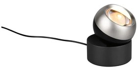 Czarna/w kolorze srebra lampa stołowa LED (wysokość 14 cm) Orbit – Trio Select