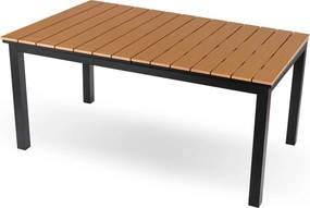 Rozkładany stół ogrodowy, kompozytowy Castello 140-180 cm, blat dąb, podstawa czarna