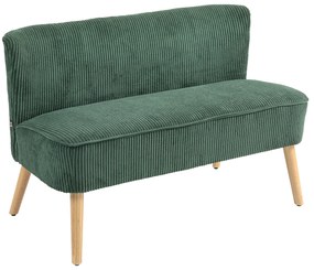 HOMCOM Sofa wypoczynkowa 2-osobowa zielona welurowa z drewna i pianki 117x56x77 cm | Aosom PL