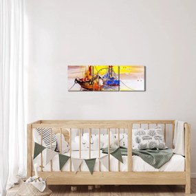 Obraz - Obraz statku (z zegarem) (90x30 cm)