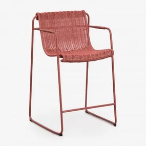 Zestaw 4 Wysokich, Sztaplowanych Stołków Ogrodowych Z Podłokietnikami Z Rattanu Syntetycznego I Stali Revia Terracota & ↑65 Cm - Sklum