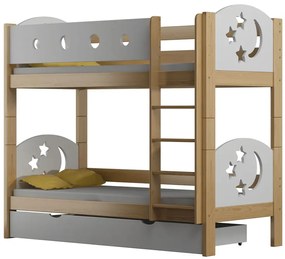 Łóżko dziecięce 2-osobowe z 2 szufladami sosna - Iwaria 4X 200x90 cm