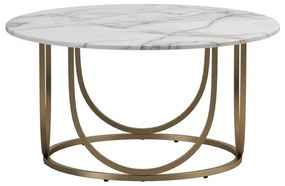 Okrągły stolik w biało-złotym kolorze w dekorze marmuru ø 79 cm Gwyneth – CosmoLiving by Cosmopolitan