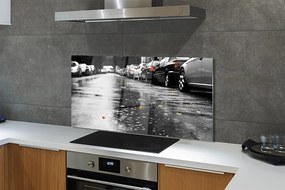 Panel szklany do Kuchni Samochody na Jesiennej Drodze