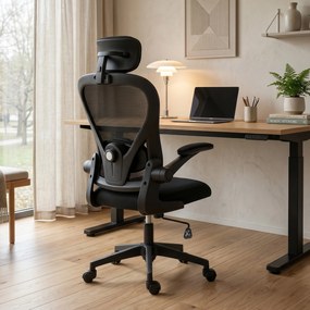 HOMCOM Fotel biurowy ergonomiczny z regulacją podłokietników i wsparciem lędźwiowym fotel do pracy czarny | Aosom PL