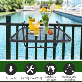 Outsunny Stół Wiszący Balkonowy Kwadratowy Regulowana Wysokość Metalowy Czarny 60x565x45cm | Aosom PL