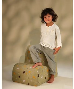 Zielony fotel dziecięcy z materiału bouclé/z tkaniny szenilowej Terrazzo Cloud – Wigiwama