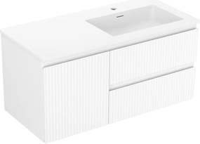 Mexen Rivel szafka łazienkowa 100 cm z umywalką Otis prawą, 2S, 1D, ryflowana, biała mat - 91A23-10047-3-BBFFF01-W18P01