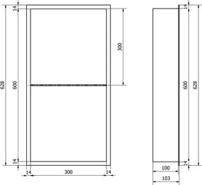 Mexen X-Wall-R półka wnękowa z kołnierzem i półką 60 x 30 cm, złota szczotkowana - 1950603010S