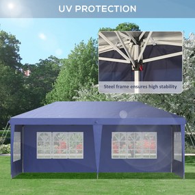 Outsunny Rozsuwany pawilon 6 x 3 m, półotwarty, zdejmowane ściany, duże okna, torba transportowa, stelaż ze stali, niebieski