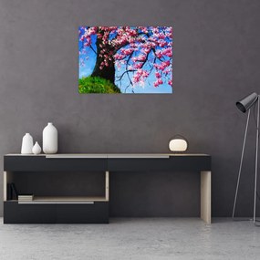 Obraz malowanego kwiatu wiśni (70x50 cm)