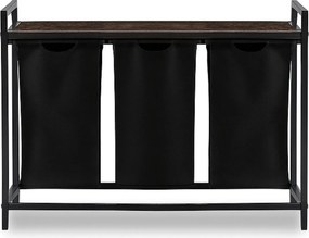 Kosz na Pranie FINN 120L z Półką Dąb Rustykalny/Czarny Nowoczesny Loft