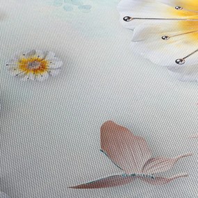 Obraz - Kompozycja z kwiatami i motylami (125x70 cm)