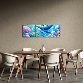 Obraz – Podwodny świat (z zegarem) (90x30 cm)