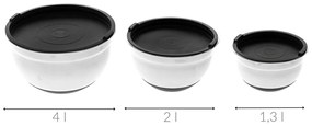 Zestaw metalowych misek z przykrywkami, 4 l, 2 l i 1,3 l
