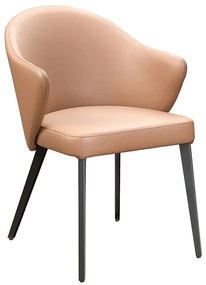 Krzesło z podłokietnikami ze skóry i stali, czarne – Camelowy – MIBELLY marki Maison Céphy