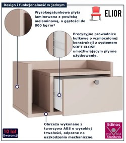 Kaszmirowa podwieszana szafka nocna z półką z lewej strony W5-N90