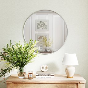 HOMCOM Lustro ścienne, nowoczesny design, 61 x 61 cm, srebrne | Aosom PL