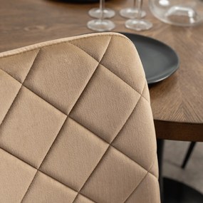 Krzesło Tapicerowane FORIS Beżowe Welurowe Nowoczesne Loft