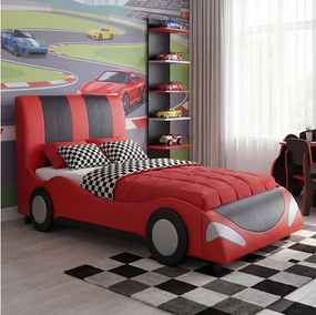 Łóżko MCW-E14 Auto, czarno-czerwone