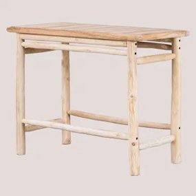 Stół Prostokątny Wysoki 134x65 Cm Z Drewna Tekowego Narel Naturalna - Sklum