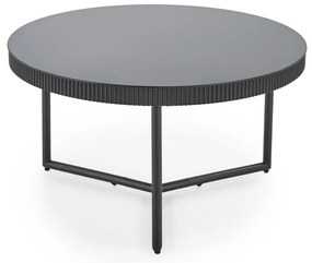 Okrągła czarna ława z połyskiem 80/45 cm szkło/MDF/stal COSMO ława, czarny