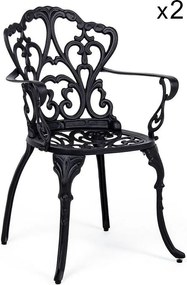 Zestaw 2 antracytowych krzeseł aluminiowych z podłokietnikami - VICTORIA