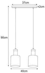 Bursztynowa lampa wisząca z 2 kloszami - A469 Rekis 5X